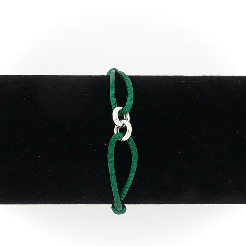 Image 6 of Forever Knots® Handmade Green Satin Bracelet with Silver Chain