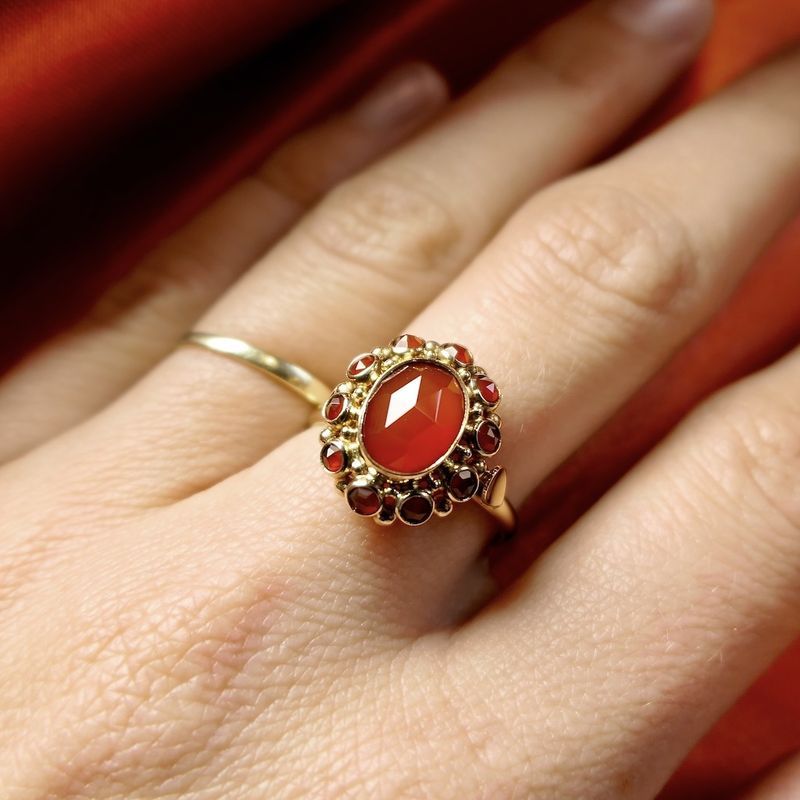 Image 2 of Gold entourage ring with carnelian | Vintage