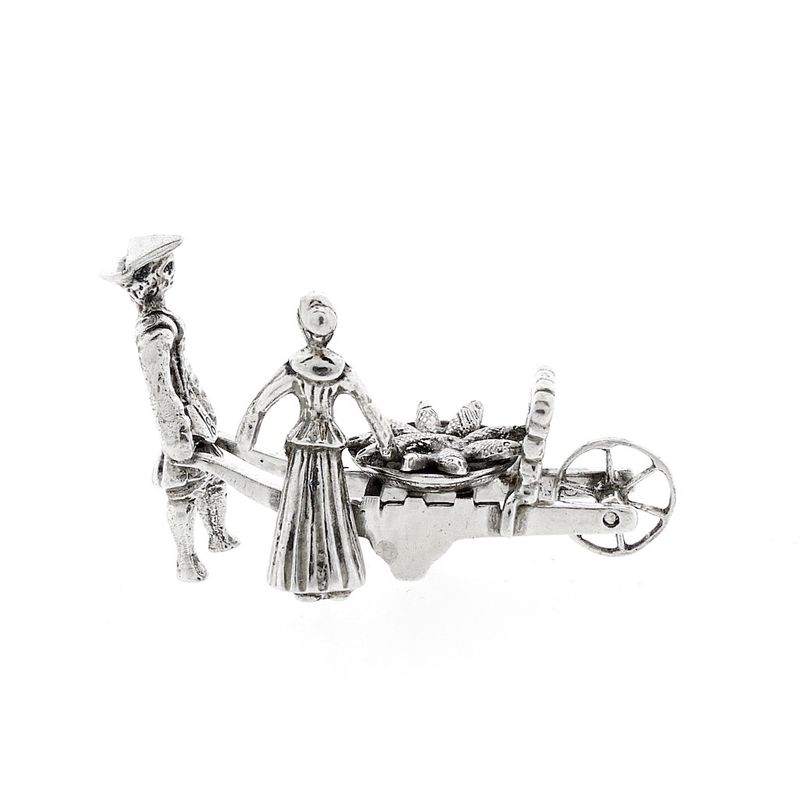 Image 7 of Antique silver statuette of a man and woman with a wheelbarrow