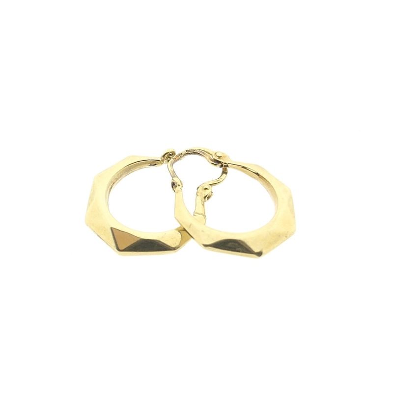 Image 9 of Gold faceted hoop earrings | Ø 14 mm