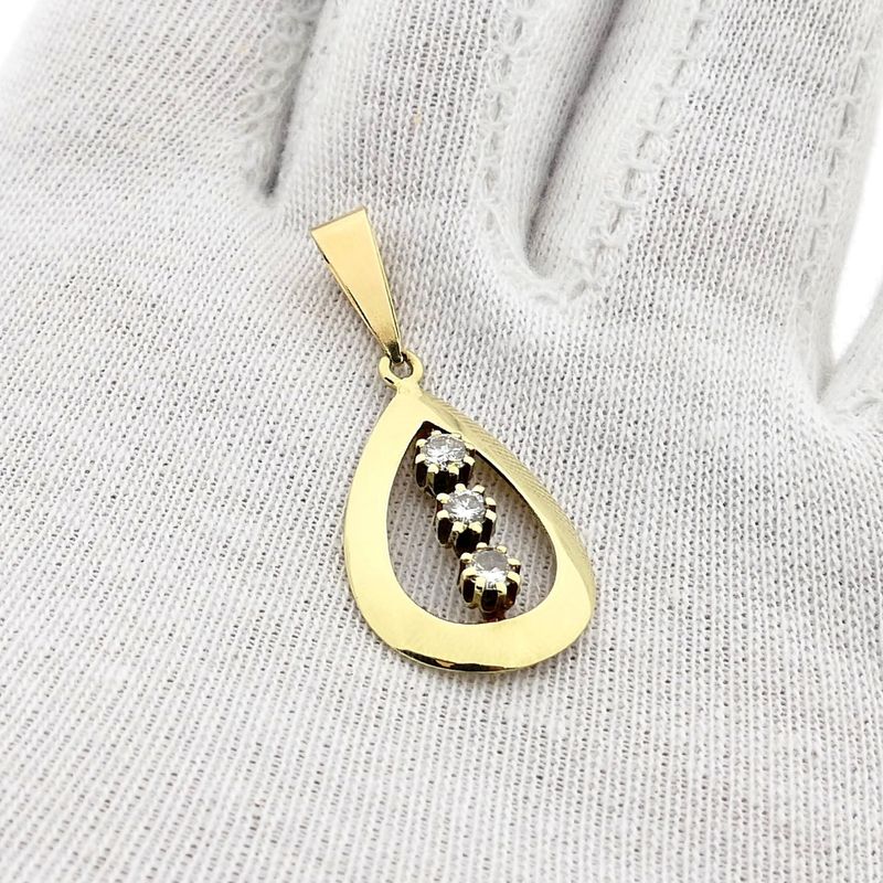Afbeelding 11 van Gouden hanger met diamanten; 0,30 ct.