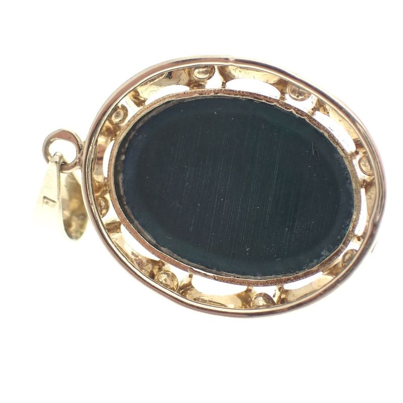 Image 5 of Vintage gold pendant with malachite