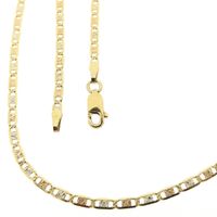 Tricolor gold navy link necklace | 51 cm