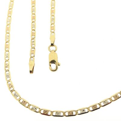 Image 1 of Tricolor gold navy link necklace | 51 cm