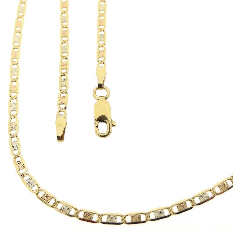 Image 1 of Tricolor gold navy link necklace | 51 cm