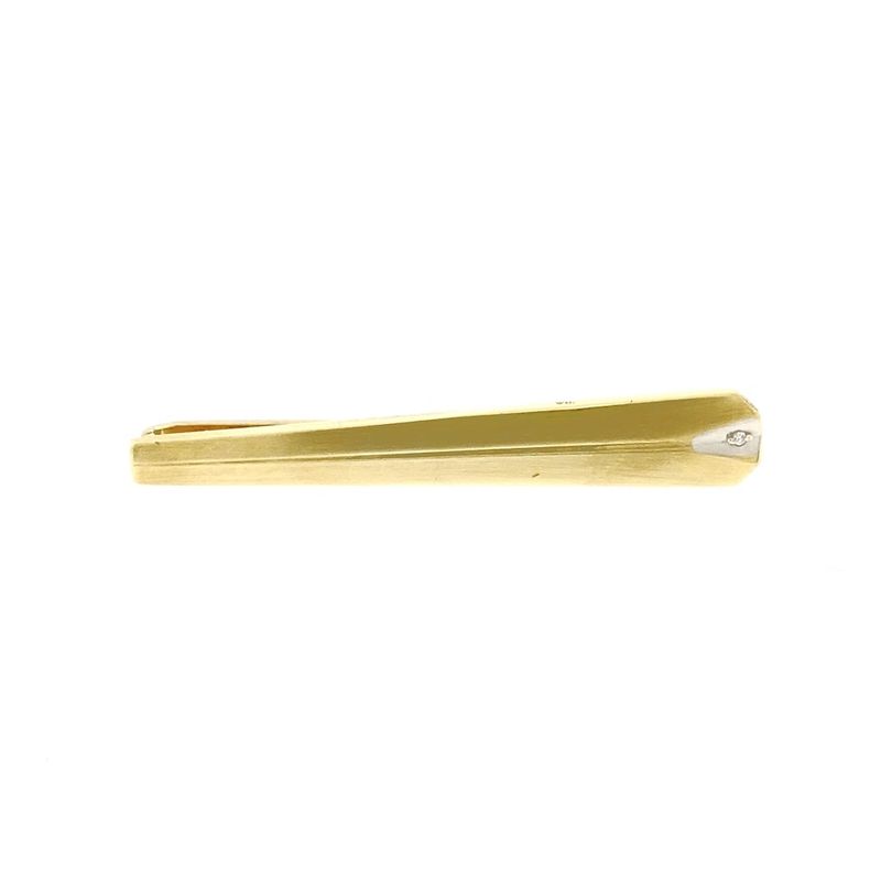 Image 1 of Gold tie slide with diamond; 0.005 ct.