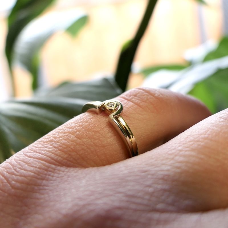 Image 8 of Two-tone gold fantasy ring with diamond | 0.01 ct.