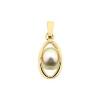 Gold abstract pendant with pearl