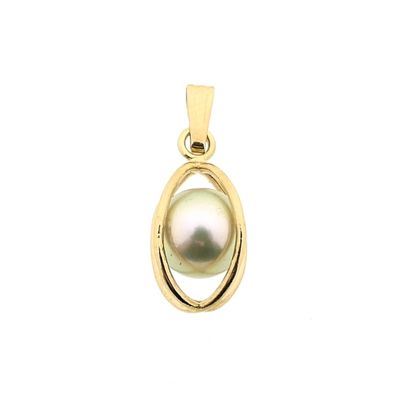 Image 1 of Gold abstract pendant with pearl