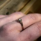 Image 7 of Gold solitaire ring with diamond; 0.01 ct.