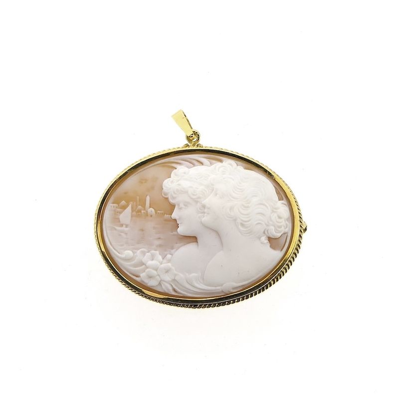 Image 1 of Gold brooch/pendant with cameo