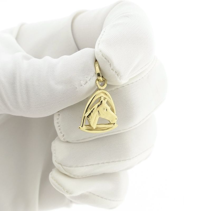 Image 11 of Gold pendant of a horse's head with a bracket