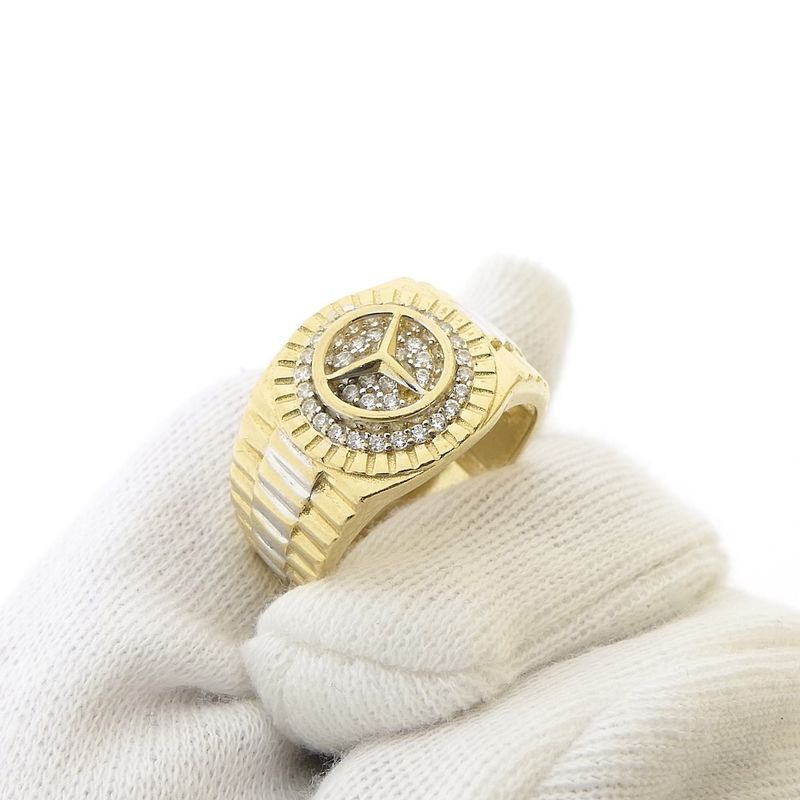 Image 3 of Two-tone gold ring with Mercedes logo
