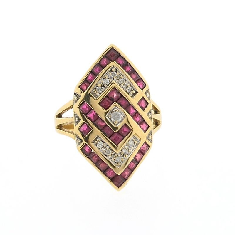 Image 7 of 18 carat gold ring with ruby and zirconia