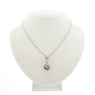 Image 1 of White gold necklace with fixed pendant and diamond; 0.70 ct.