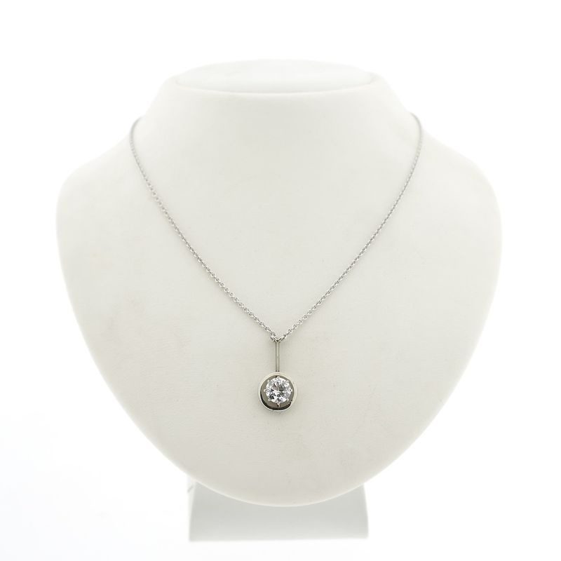 Image 1 of White gold necklace with fixed pendant and diamond; 0.70 ct.