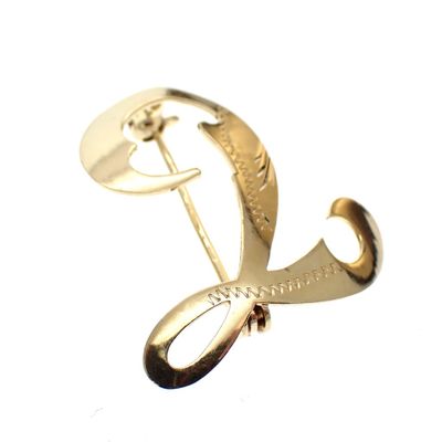 Image 2 of Gold letter brooch; letter T