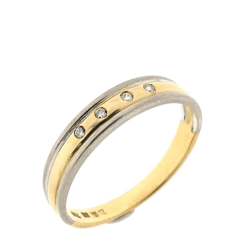 Image 5 of Two-tone gold ring with diamonds; 0.02 ct.