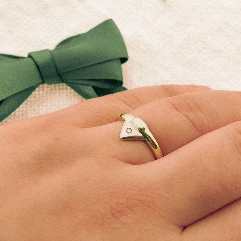 Image 4 of Two-tone gold solitaire ring with 0.015 ct diamond.