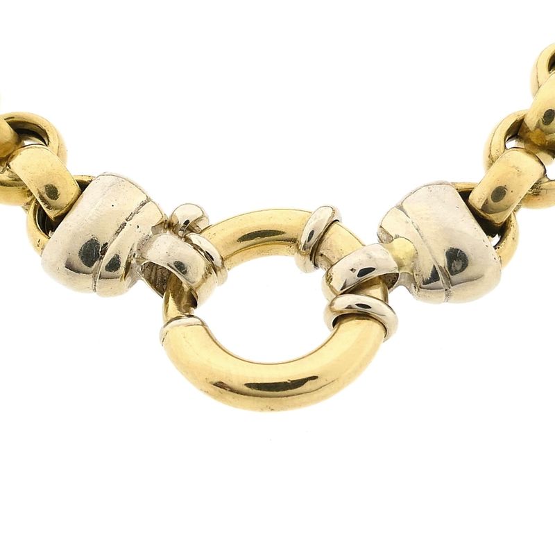 Image 4 of MGierre Bicolor Gold Figaro Chain Bracelet; 18 Karat; 21 cm