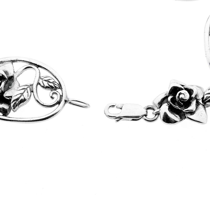 Image 6 of Antique silver bracelet with floral design; Art Nouveau | 22.5 cm