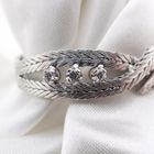 Image 8 of White gold herringbone link bracelet with diamonds; 0.48 ct.