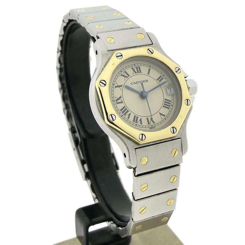 Image 3 of Cartier Santos Octagon 187903; Women's watch in 18k gold and steel
