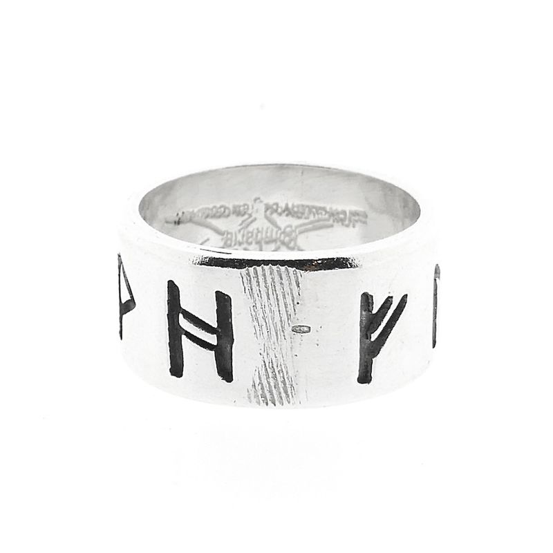 Image 3 of Silver ring with runic script