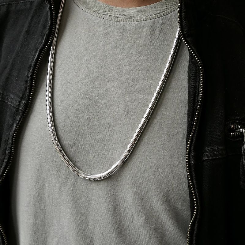 Image 10 of Long silver snake link necklace