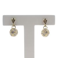 Gold ball earrings with zirconia