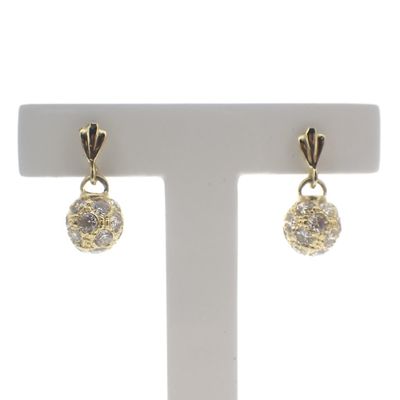 Image 1 of Gold ball earrings with zirconia