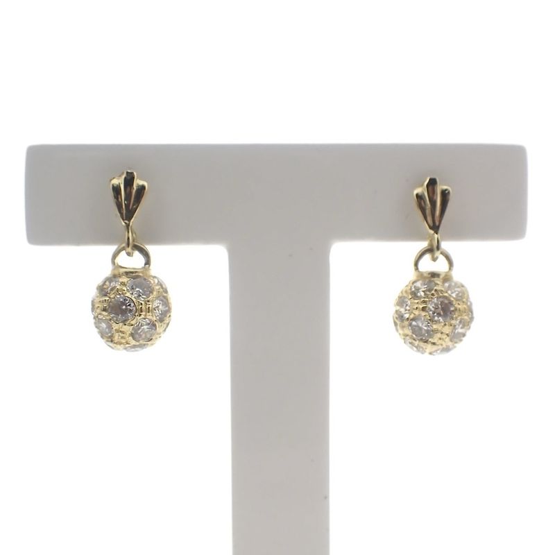 Image 1 of Gold ball earrings with zirconia