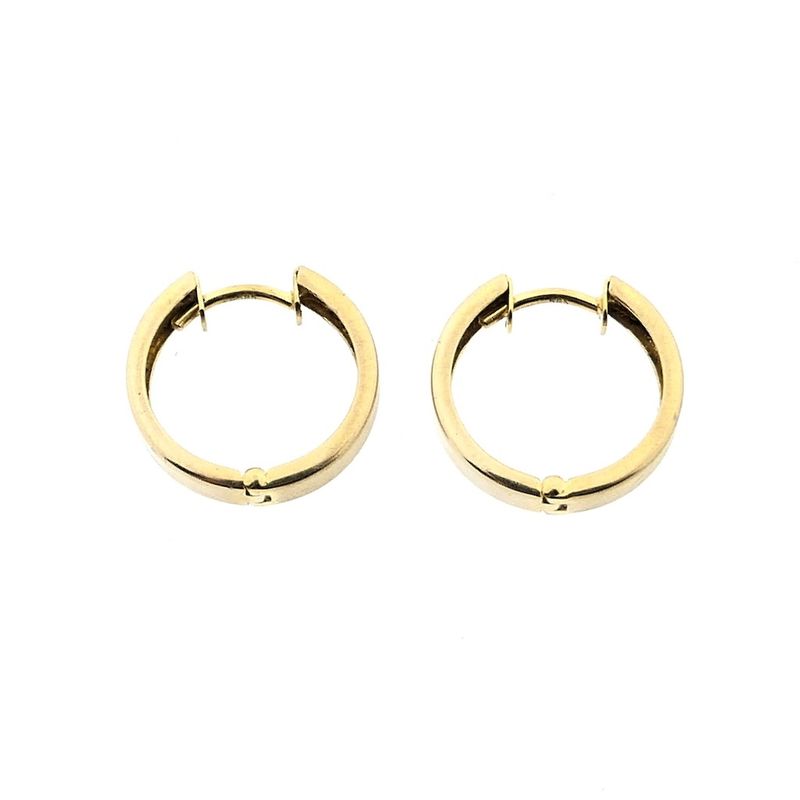 Image 8 of Gold hinged hoop earrings; Ø 14.5 mm