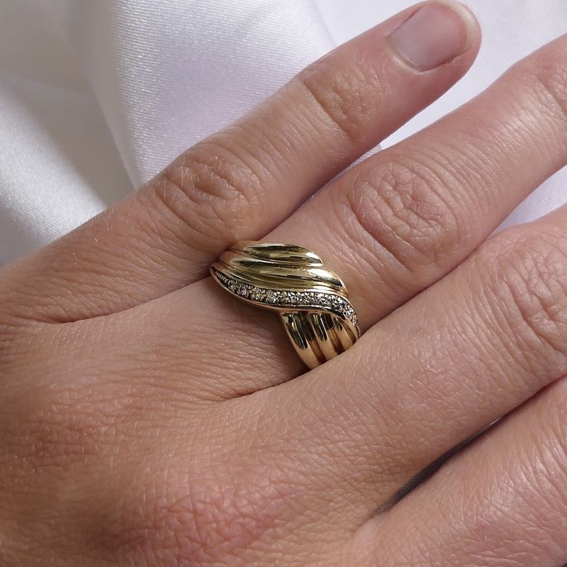 Image 2 of Golden fantasy ring with diamond 0.09 ct.