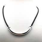 Image 1 of Rubber necklace with silver pendant | 46 cm