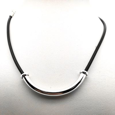 Rubber necklace with silver pendant | 46 cm Image 1 of Rubber necklace with silver pendant | 46 cm