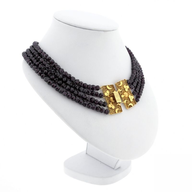 Image 3 of Antique beaded necklace with gold decorative clasp