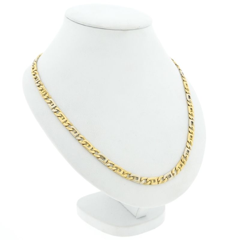 Image 3 of Two-tone gold navy link necklace