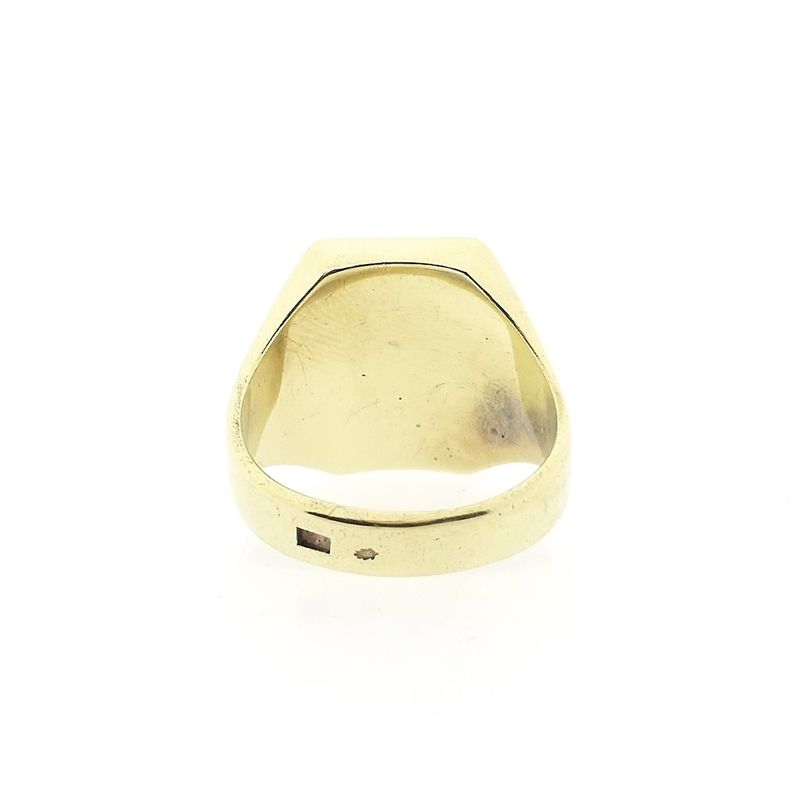 Image 3 of Gold pinky ring with blue layered stone; Men