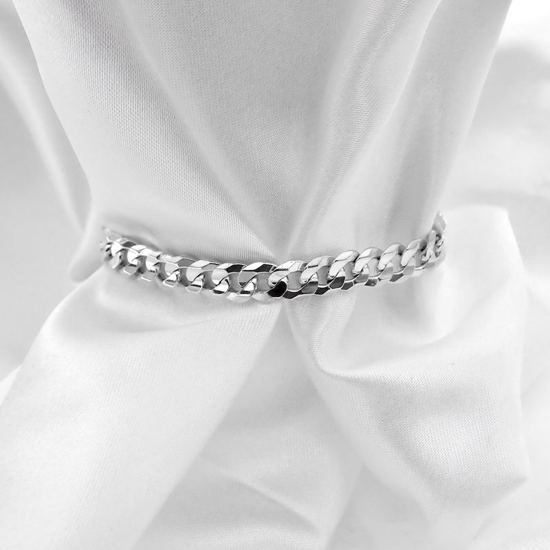 Image 6 of Silver flat gourmet link bracelet | 21 cm
