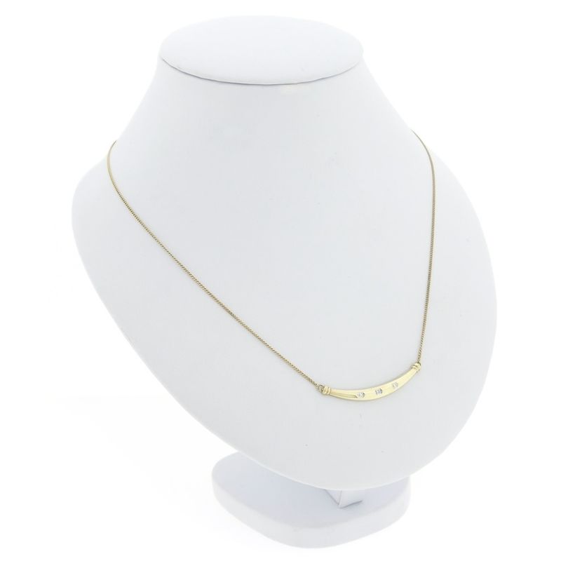 Image 3 of Gold gourmet link necklace with a fixed pendant and diamond; 0.005 ct. | 41.5 cm