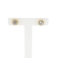 Vintage gold floral stud earrings with diamonds; 0.94 ct.
