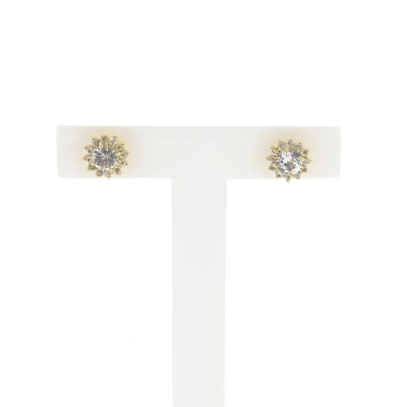 Image 1 of Vintage gold floral stud earrings with diamonds; 0.94 ct.
