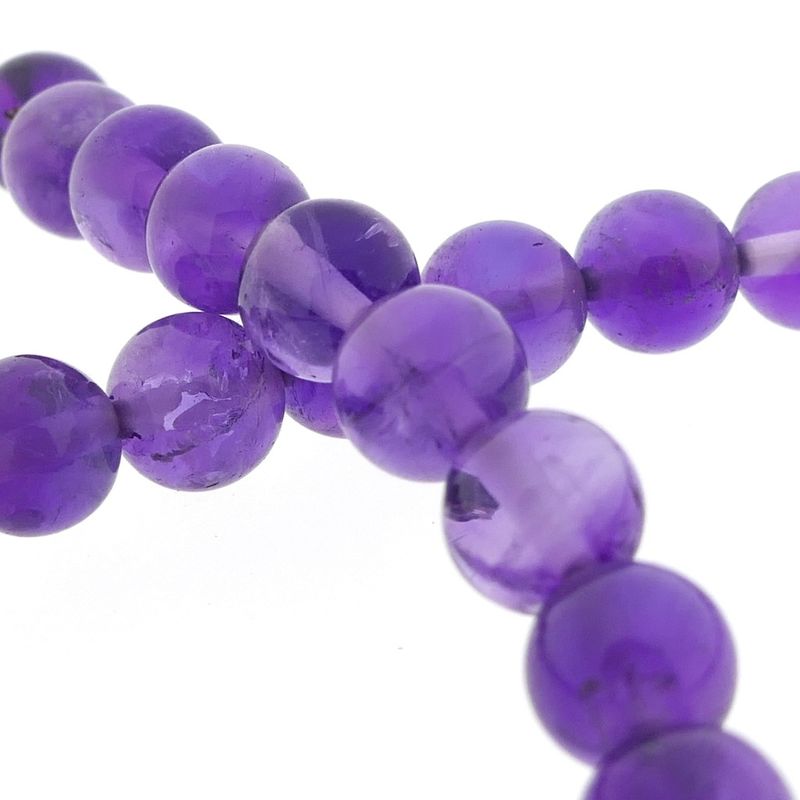 Image 4 of Amethyst bead necklace with gold clasp; Antique | 52 cm