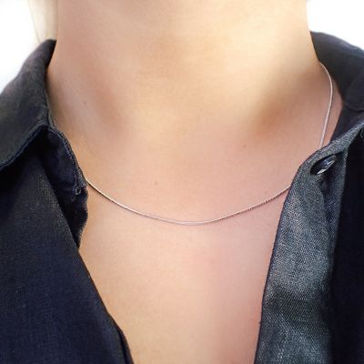 Image 2 of White gold snake link chain | 45 cm