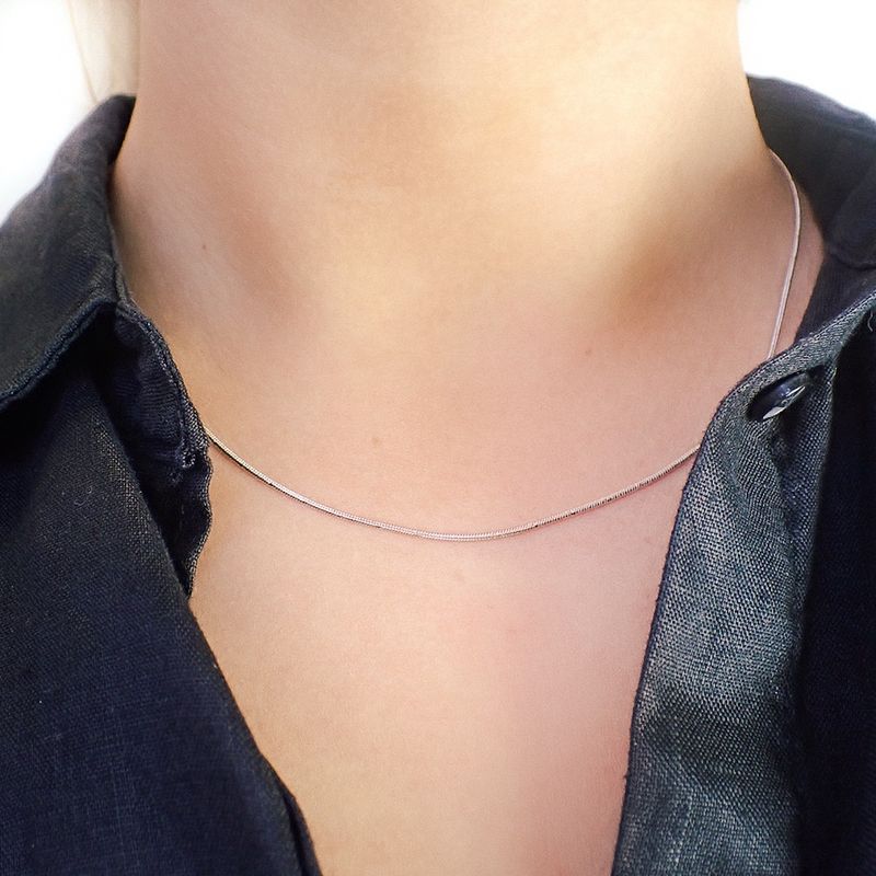 Image 2 of White gold snake link chain | 45 cm