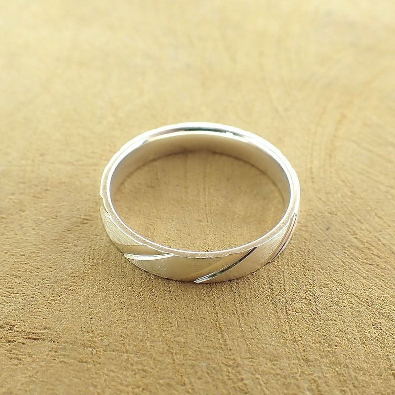 Image 3 of Silver ring with diagonal relief