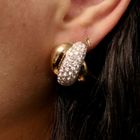 Image 9 of Tricolor gold stud earrings with diamonds; Approx. 3.00 ct.