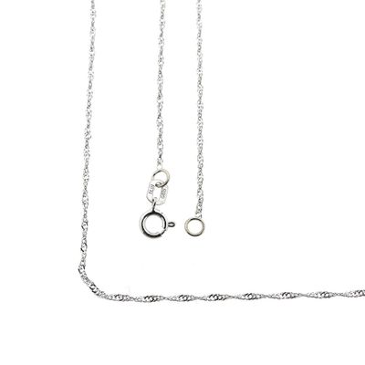 Image 1 of White gold thin twisted link necklace | 44 cm