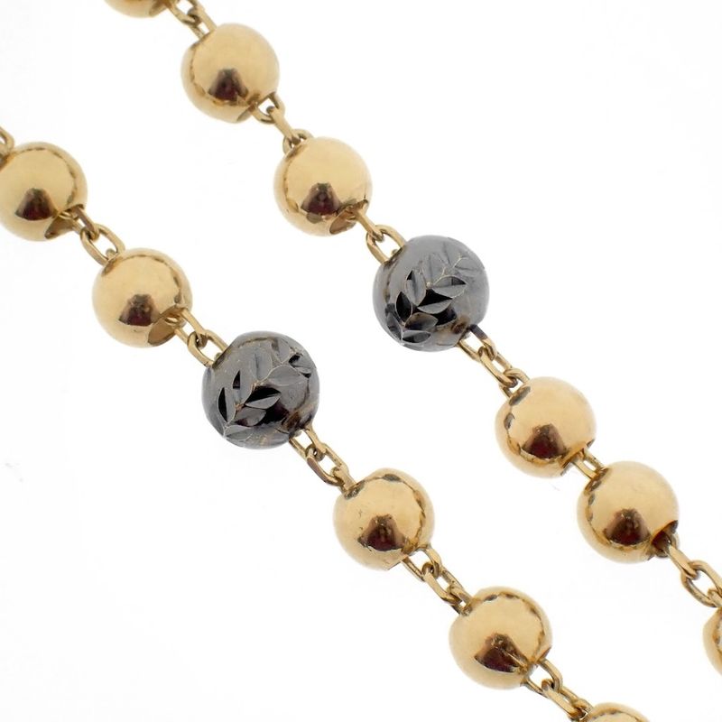 Image 3 of Gold rosary necklace with patinated beads